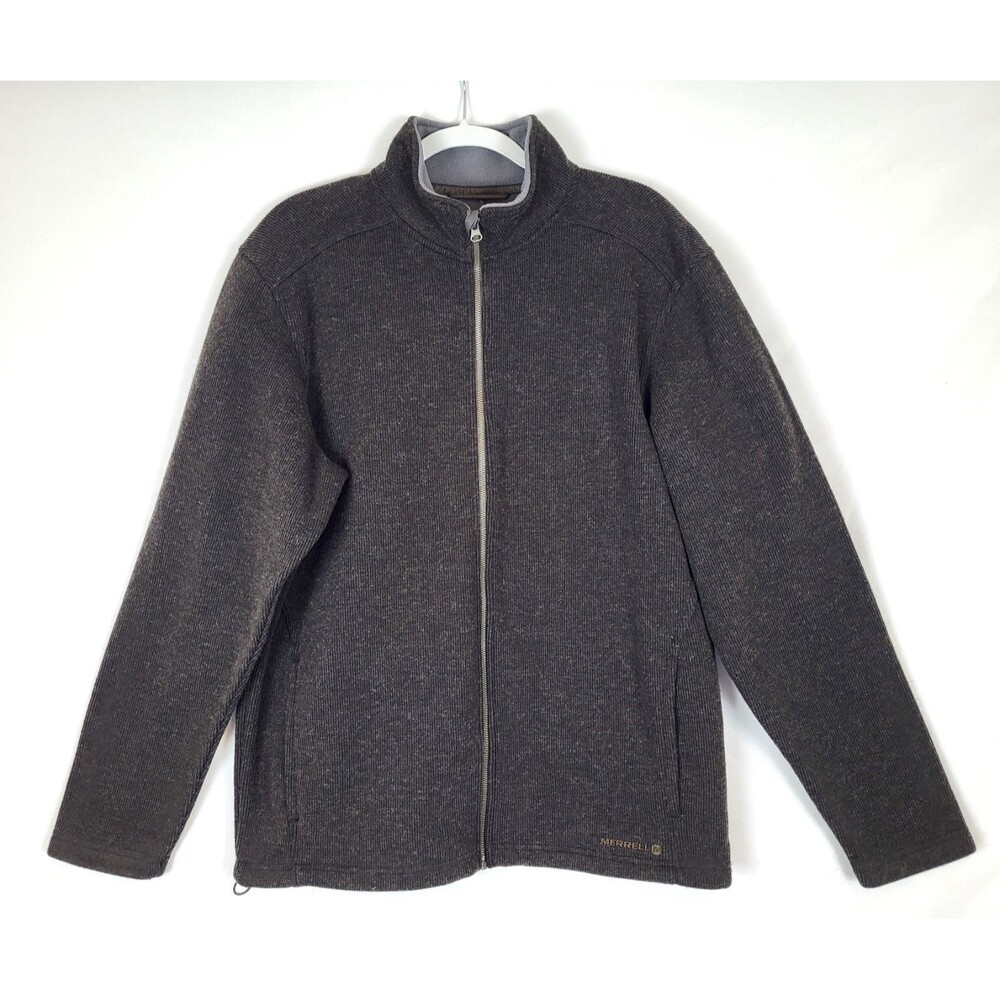 Merrell Performix Jacket Wool Blend Full Zip Mens Large Brown Fleece Lined